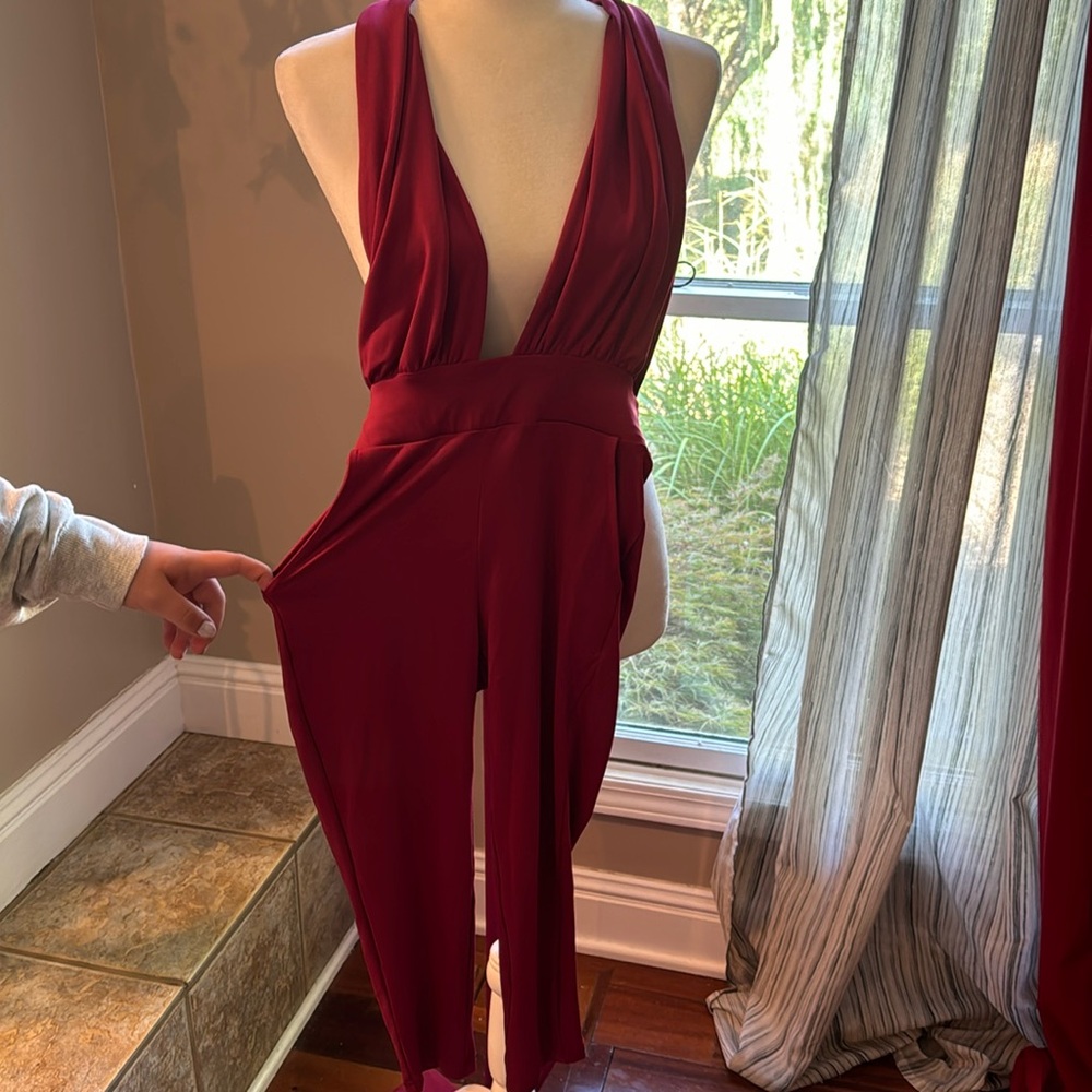 Mauve jumpsuit, open back